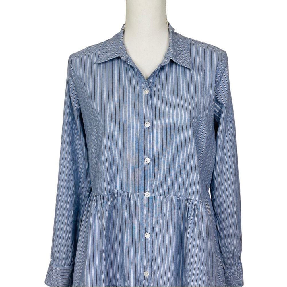 VERONICA BEARD Jemila Tiered Cotton Mini Shirt Dress - Picture 9 of 15